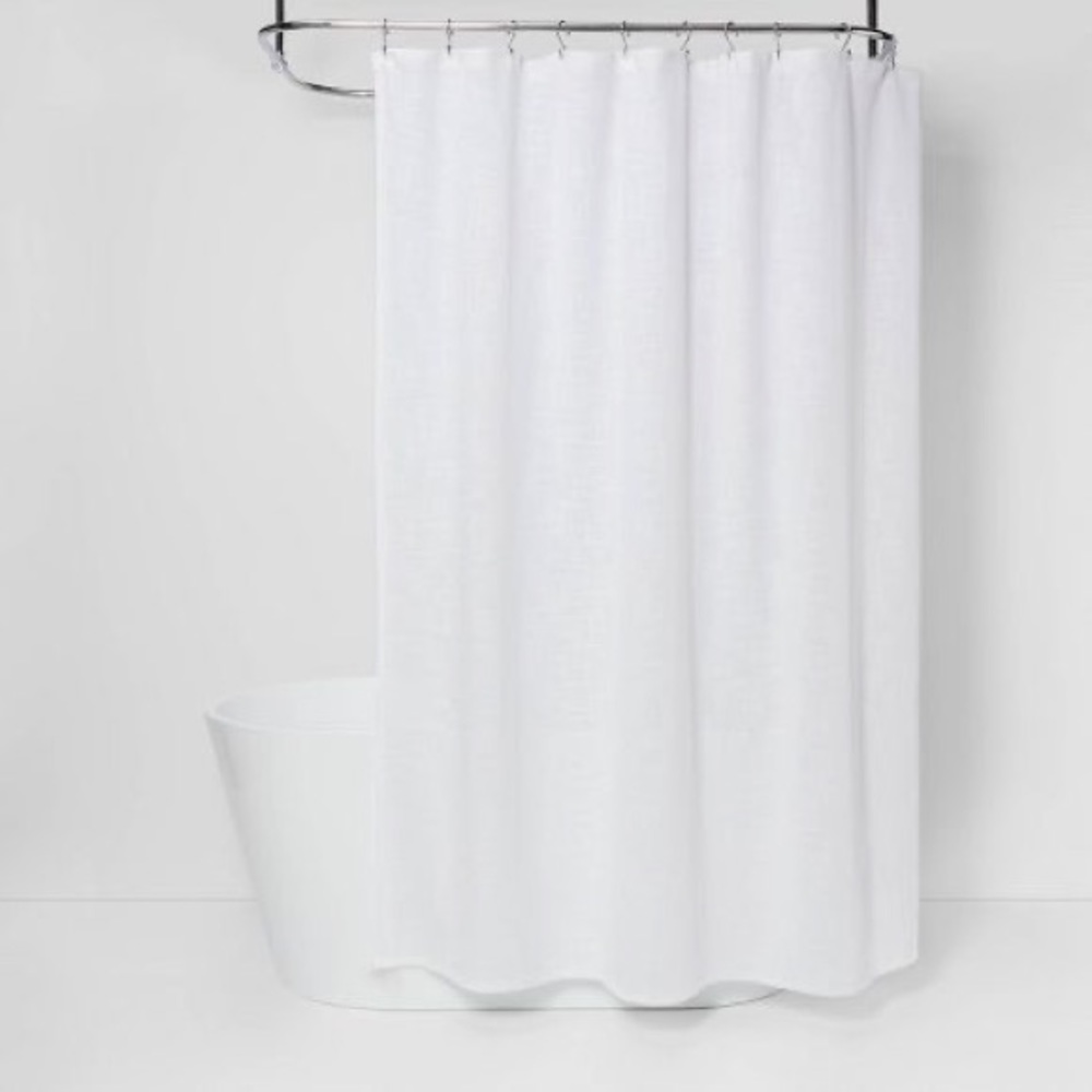 100% Cotten woven shower curtain white